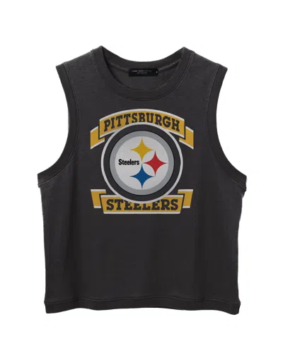 Junk Food Clothing Women's Nfl Pittsburgh Steelers Rib Ringer Muscle Tank In Black
