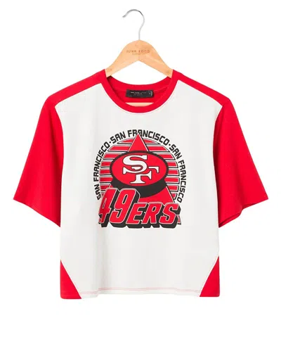 Junk Food Clothing Women's Nfl San Francisco 49ers Color Block Crop Tee In White