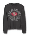 Junk Food Clothing Women's Nfl San Francisco 49ers Flocked Raglan Crew Fleece Sweatshirt In Gray