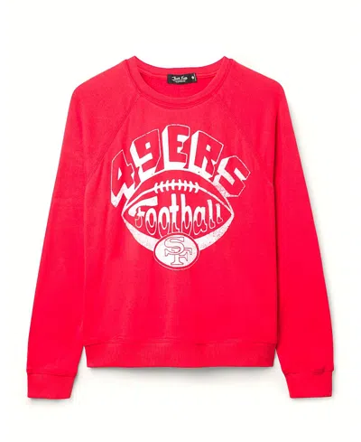 Junk Food Clothing Women's Nfl San Francisco 49ers Football Raglan Crew Fleece In Pink