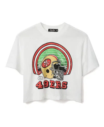Junk Food Clothing Women's Nfl San Francisco 49ers Game Time Mock Neck Crop Tee In White