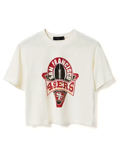 Junk Food Clothing Women's Nfl San Francisco 49ers Mock Neck Crop Tee In White
