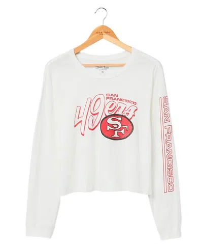 Junk Food Clothing Women's Nfl San Francisco 49ers Touchdown Long Sleeve Cropped Tee In White