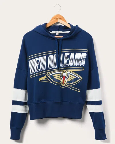 Junk Food Clothing Women's Pelicans Overtime Striped Fleece Hoodie In Blue