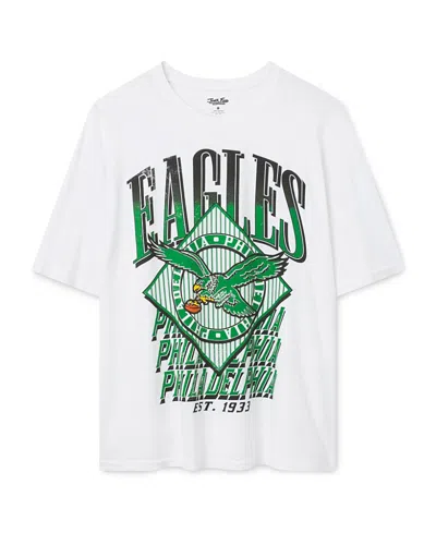 Junk Food Clothing Women's Philadelphia Eagles Oversized Tee In Vintage White