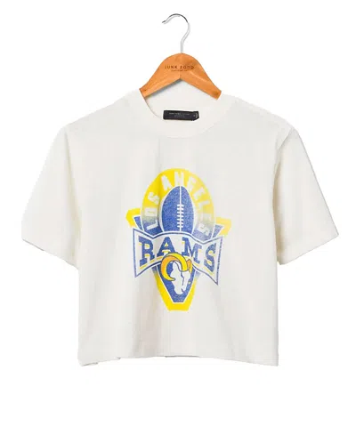 Junk Food Clothing Women's Nfl Los Angeles Rams Mock Neck Crop Tee In White