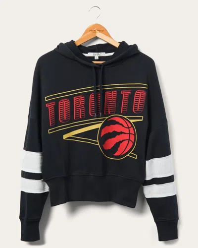 Junk Food Clothing Women's Raptors Overtime Striped Fleece Hoodie In Black