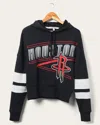 Junk Food Clothing Women's Rockets Overtime Striped Fleece Hoodie In Black