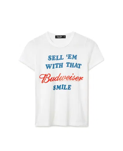 Junk Food Clothing Women's Sell 'em With That Budweiser Smile Vintage Tee In White