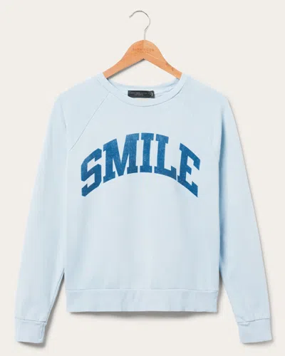 Junk Food Clothing Women's Smile Vintage Raglan Pullover In Blue
