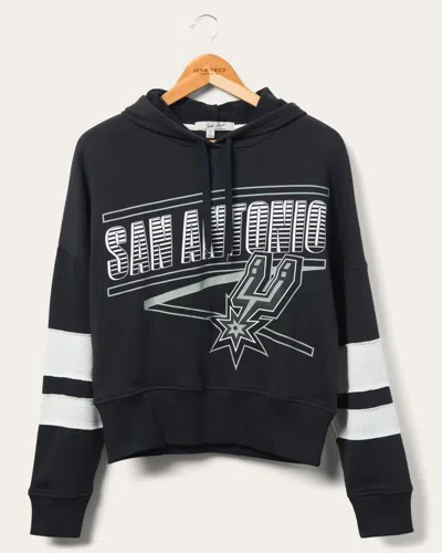 Junk Food Clothing Women's Spurs Overtime Striped Fleece Hoodie In Black