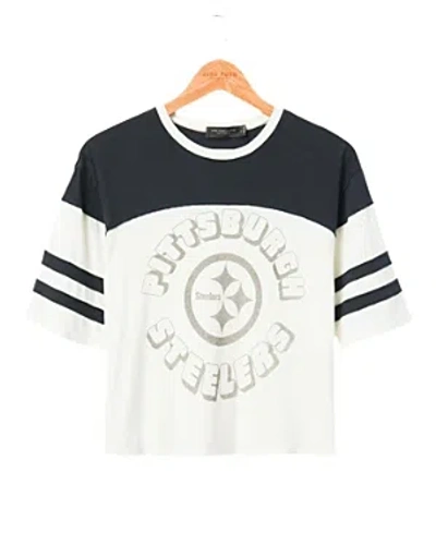 Junk Food Clothing Women's Nfl Pittsburgh Steelers Hail Mary Tee In Sugar/true Black