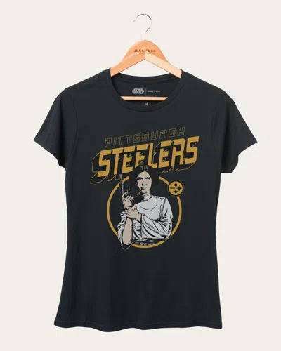 Junk Food Clothing Women's Steelers Star Wars Princess Leia Tee In Black