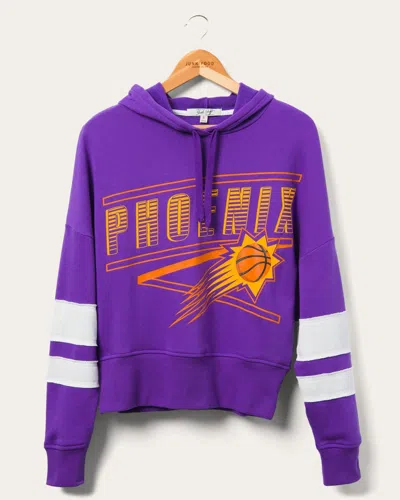 Junk Food Clothing Women's Suns Overtime Striped Fleece Hoodie In Purple