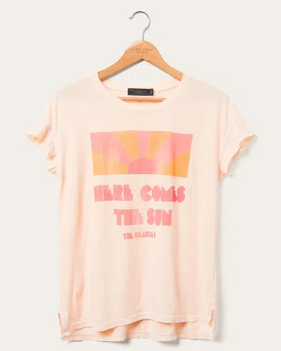 Junk Food Clothing Women's The Beatles Here Comes The Sun Easy Tee In Beige