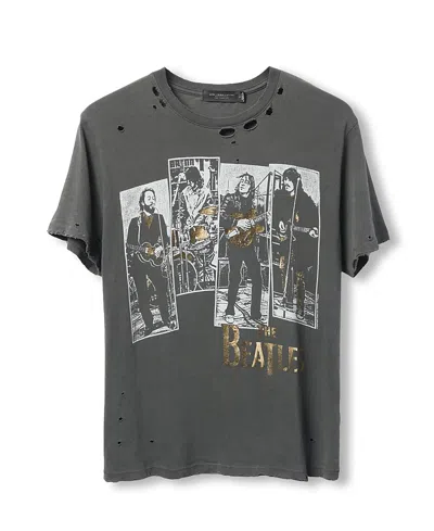 Junk Food Clothing Women's The Beatles Rooftop Vintage Destroy Tee In Gray