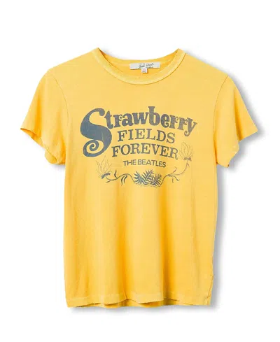 Junk Food Clothing Women's The Beatles Strawberry Fields Forever Original Tee In Yellow