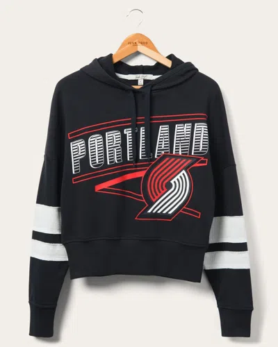 Junk Food Clothing Women's Trailblazers Overtime Striped Fleece Hoodie In Black