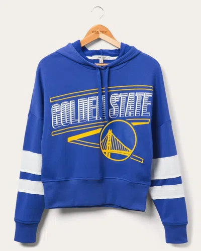 Junk Food Clothing Women's Warriors Overtime Striped Fleece Hoodie In Blue