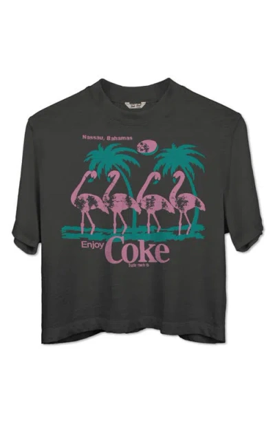 Junk Food Coca Cola Flamingo Crop Graphic T-shirt In Black