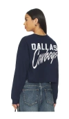 Junk Food Cowboys Bling Crop Crew Sweatshirt In Blue