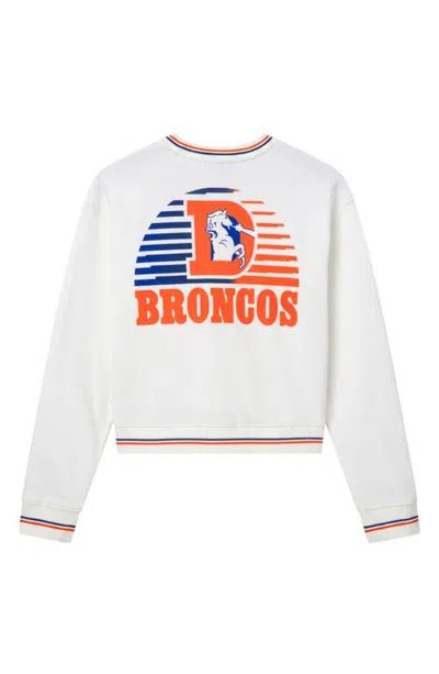 Junk Food Denver Broncos Cropped Graphic Sweatshirt In Vintage White