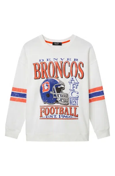 Junk Food Denver Broncos Oversized Striped Graphic Sweatshirt In White