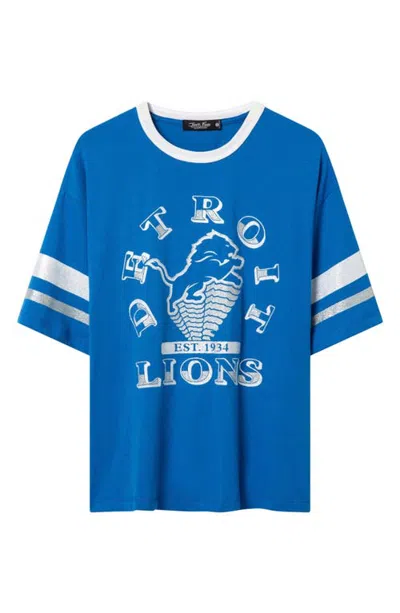 Junk Food Detroit Lions Glitter Graphic Boxy Ringer T-shirt In Lions Blue