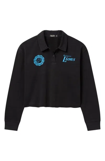 Junk Food Detroit Lions Graphic Polo Sweatshirt In True Black