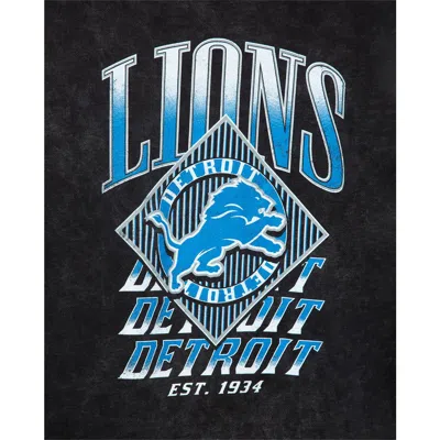 Junk Food Detroit Lions Off The Shoulder Cropped Graphic Sweatshirt In Black