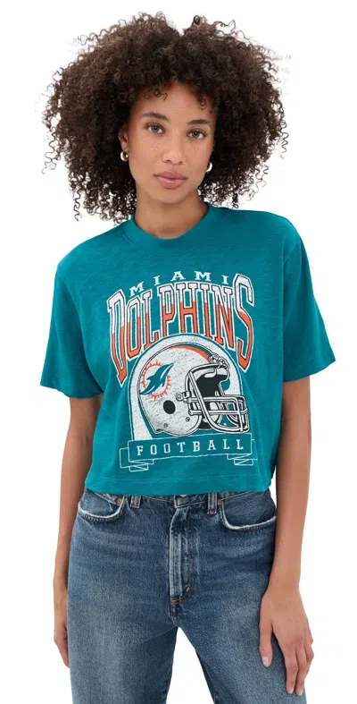 Junk Food Dolphins Helmut Mock Crop Tee Teal In Blue