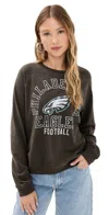 Junk Food Eagles Flocked Raglan Crew Sweatshirt Vintage Black In Vintage Black