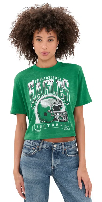Junk Food Eagles Helmut Crop Tee Kelly In Green