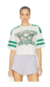 Junk Food Eagles Striped Crop Tee In Gray