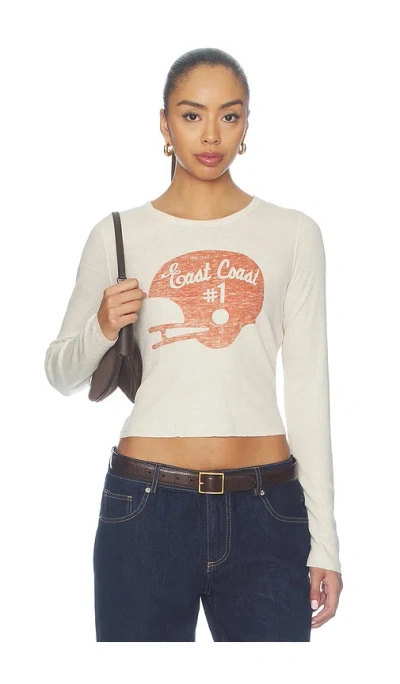 Junk Food East Coast #1 Crop Thermal Top In White