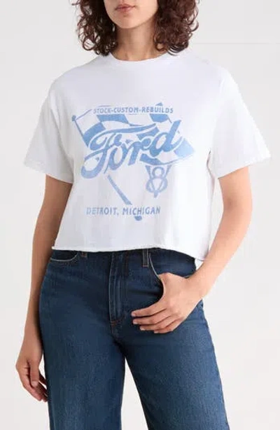 Junk Food Ford Flag Crop Cotton T-shirt In White