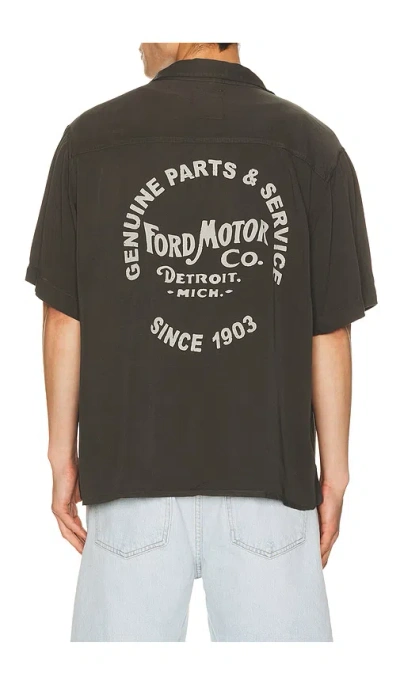 Junk Food Ford Motor Co Camp Shirt In Vintage Black