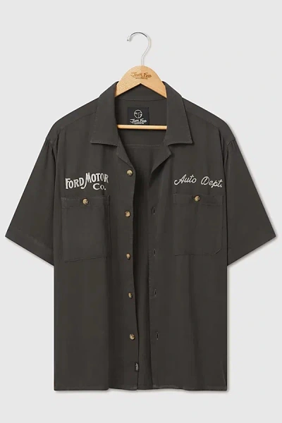 Junk Food Ford Motor Co. Camp Shirt Top In Vintage Black, Men's At Urban Outfitters