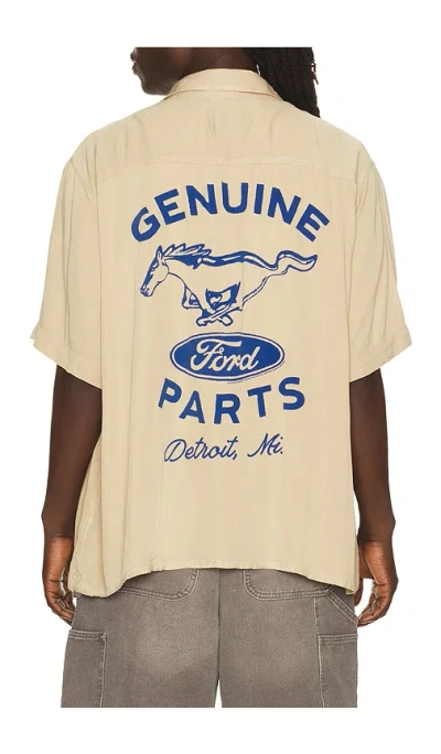 Junk Food Ford Mustang Camp Shirt In Camel