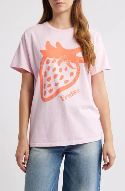 Junk Food Fraise Oversize Cotton Graphic T-shirt In Light Pink