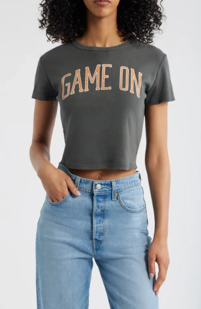 Junk Food Game On Cotton Graphic Baby Tee In Gray