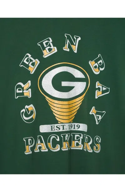 Junk Food Green Bay Packers Glitter Graphic Ringer T-shirt In Hunter