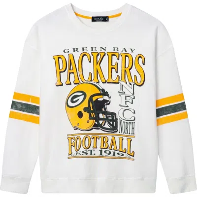 Junk Food Green Bay Packers Graphic Oversized Fleece Sweatshirt In Vintage White