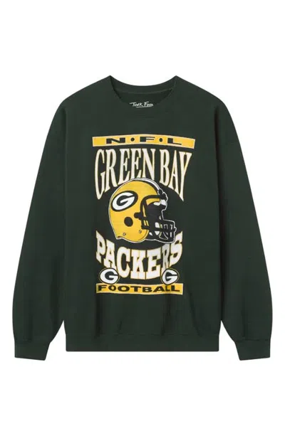 Junk Food Green Bay Packers Helmet Crewneck Sweatshirt In Dark Green