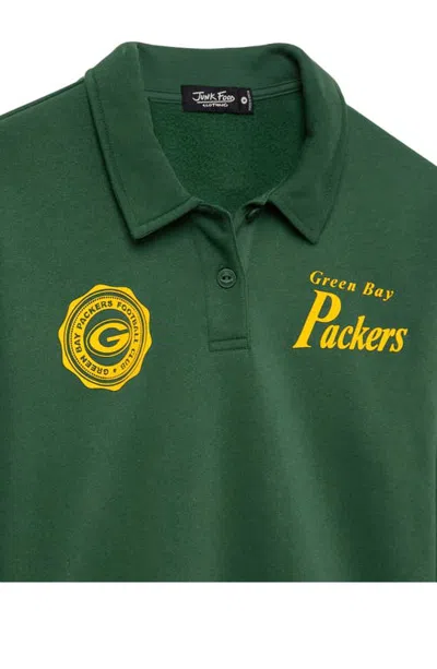 Junk Food Green Bay Packers Polo Fleece Sweatshirt In Hunter