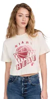 Junk Food Heat Short Sleeve Mock Neck Crop Tee White In White