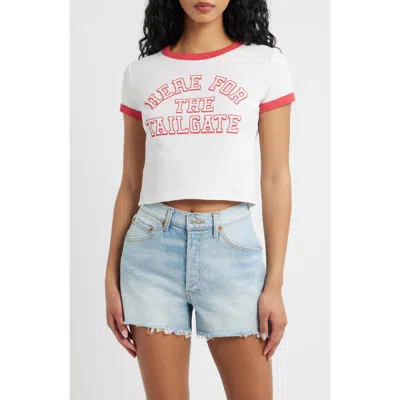 Junk Food Here For The Tailgate Graphic Ringer Tee In Multi