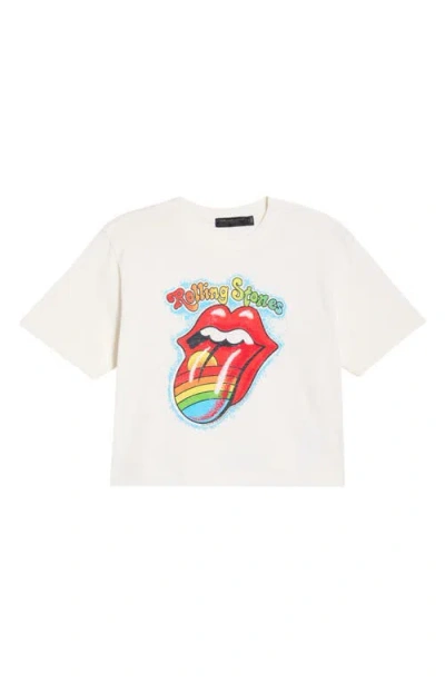 Junk Food Hot Lips Rainbow Crop Graphic T-shirt In White