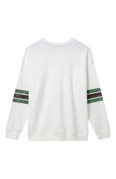 Junk Food Jets Oversized Striped Sweatshirt In Vintage White