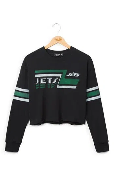 Junk Food Jets Retro Graphic Cropped Sweatshirt In Black